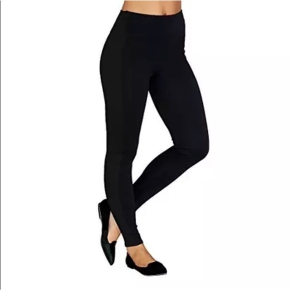 SPANX Textured Side Panel Ponte Knit Leggings Size Women’s Large Color Black